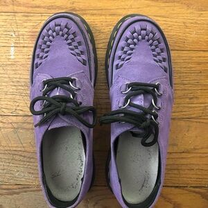 Purple Suede Lace-Up Women's Shoes